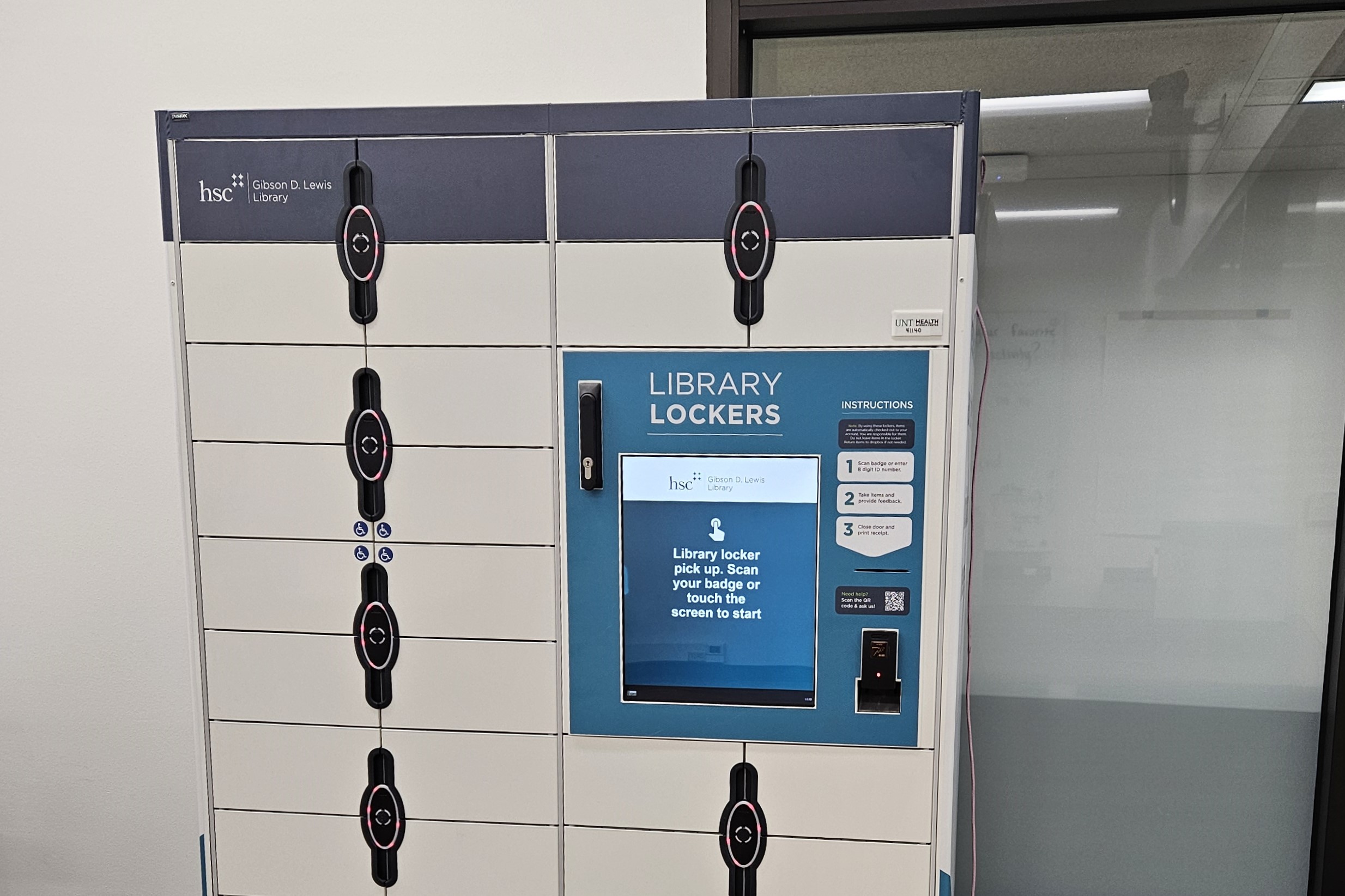 Lewis Library Lockers in there temporary location in LIB-225