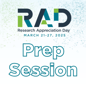 "R A D Prep Sessions" with decorative background