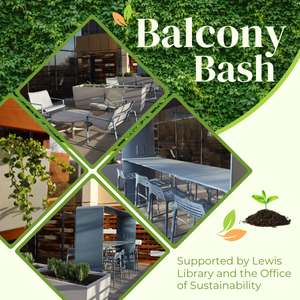 Promotional photos for Balcony Bash. Includes photos of second floor balcony with new furniture and plants.