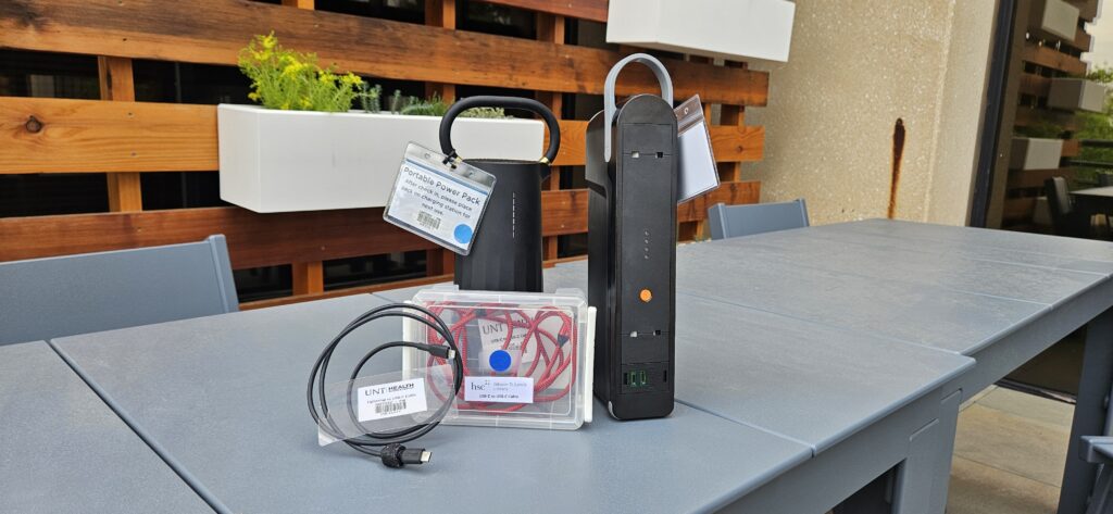 Power Packs and cords available at Self-Service Checkout at Lewis Library
